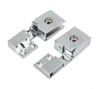 Bisagras de puerta de vidrio de aleación de zinc de cierre automático, instalación sin taladro, mecanismo de posicionamiento automático para vidrio de 3 a 5 mm, color negro y plateado, 1 par, fácil