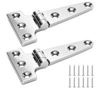 Bisagras en T, 2 unidades, 100 x 54 x 4,8 mm, bisagras en forma de T de alto rendimiento, bisagras de acero inoxidable 316 engrosadas con 12 tornillos para puerta, ventana y armario
