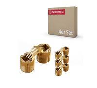 Bisagras Gedotec - bisagra embutida oculta | 4 unid. bisagras para muebles de latón | ZYSA | bisagra embutida para madera grosor 17-22 mm | bisagra para armario redonda para taladrar Ø: 12 mm | ángu