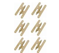 Bisagras Madera - Bisagras para Puertas - Pernio Bisagra - Acero con Remates - Pack 6 Unidades - 100x57mm - Cantos Redondos (IZQUIERDA, DORADO BRILLO)