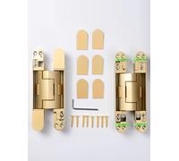 Bisagras ocultas for puertas, bisagras ocultas resistentes for puertas secretas, ajustables en 3 direcciones for construir una puerta de estantería oculta.(Gold)
