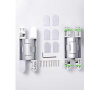 Bisagras ocultas for puertas, bisagras ocultas resistentes for puertas secretas, ajustables en 3 direcciones for construir una puerta de estantería oculta.(Silver)