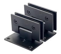 bisagras para mamparas de ducha, 2 bisagras de puerta de vidrio de acero inoxidable 304, abrazadera de vidrio de baño de un solo lado de 90°, color negro mate, bisagras de puerta de ducha sin marco de