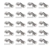 Bisagras para puertas de gabinete de 3 pulgadas, 20 juegos, sin perforar, resistentes, de apertura y cierre suaves, para armario, estantería, mueble de TV, de hierro, acero