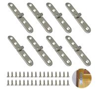 Bisagras pequeñas, 8 unidades de bisagras plegables de 180 grados, de acero inoxidable, con 32 tornillos para máquina de coser, ventanas, puertas, mesas plegables, armarios, muebles de mesa