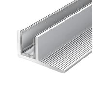 Bisagras puerta vidrio Canal De Panel De Vidrio De Ducha Negro Mate, Canales En U Profundos De Vidrio Fijo Empotrados En El Piso De La Pared/perfil De Aluminio, Guía De Gabinete(Silver,60in/152.4cm)