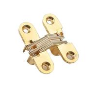Bisagras superpuestas para gabinetes Bisagras ocul Bisagra Ocultas Cruzadas De Aleación Zinc, 8x42MM, Puerta Plegable 180 Grados, 1 Uds(Gold)