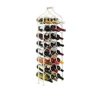 Biscottini Botellero de vino de hierro forjado 36 x 16 x 106 cm (largo x ancho x alto) - Botellero de metal con capacidad para 24 botellas - Botellero de vino acabado blanco antiguo - Expositor