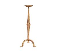 Biscottini Candelabro antiguo de hierro forjado, 18 x 18 x 46 cm, Candelabro de tierra acabado ocre antiguo, candelabro Shabby para interior y exterior, accesorios vintage para decoración de casa