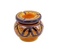 Biscottini Cenicero de cerámica resistente al viento de 9 x 8 cm | Cenicero cerrado decorado a mano | Cenicero de mesa | Cenicero cerrado antiolor