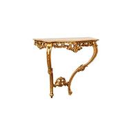 Biscottini Consola de entrada shabby 87 x 33 x 84 cm con cajón | Mesa de entrada estilo barroco acabado dorado