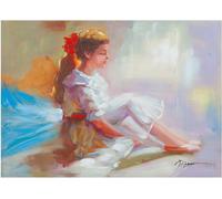 Biscottini Cuadro Bambina Óleo Sobre Tela 70x50 cm Pintado A Mano Salón Pared