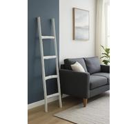Biscottini - Escalera para toallas de baño, 39 x 7 x 132 cm, escalera decorativa de madera blanca, escalera de madera, toallero de pared de metal, bambú