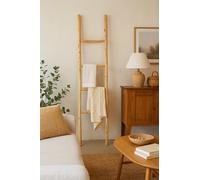 Biscottini Escalera toallero baño 168 x 36 x 3 - Escalera decorativa de madera - Escalera de madera para colgar toallas - Escalera toallero - Escalera toallero de pared de metal, bambú