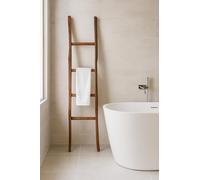 Biscottini Escalera toallero baño 39x7x132 - Escalera decorativa de madera - Toallero de pared de metal y bambú