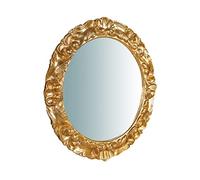 Biscottini Espejo de Pared baño y Dormitorio 56x56x5 cm | Espejo de Entrada de Pared con Ganchos | Espejo Dorado