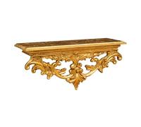 Biscottini Estantería de pared de estilo clásico 46 x 17 x 22 cm - Estantería ornamental - Estante decorativo de pared dorado - Estante Shabby Chic de pared Made in Italy - Estantería decorativa