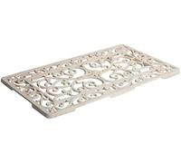 Biscottini Felpudo de Hierro Fundido Grande, 58,5 x 34,5 x 1,5 cm (Largo x Ancho x Alto) - Felpudo de Entrada casa Blanco Envejecido - Felpudo de Hierro Fundido Exterior - Felpudo Entrada casa