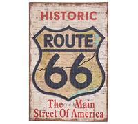 Biscottini - Impresión 'Historic Route 66' sobre lienzo - L60xPR2xH90 cm - yute en bruto antiguo - Impresión - Ruta 66 histórica - Lienzo - Crudo envejecido