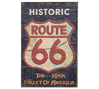 Biscottini - Impresión 'Historic Route 66' sobre lienzo - L60xPR2xH90 - yute crudo envejecido oscuro - Impresión - Ruta 66 histórica - Lienzo - Crudo envejecido - oscuro