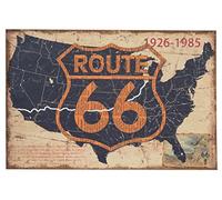 Biscottini - Impresión 'Route 66' sobre lienzo - L90xP2xH60 cm - Yute en bruto envejecido - Impresión - Lienzo - Crudo envejecido