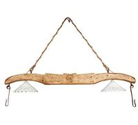 Biscottini Lámpara rústica Taberna 162 x 42 x 31 cm - Lámpara de Madera rústica - Lámpara Vintage de Madera de Tilo - Lámparas Vintage de Techo