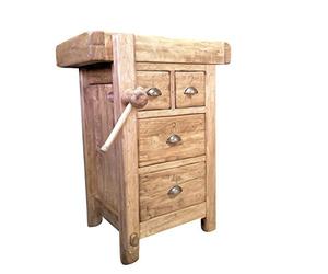 Biscottini Mesa Alta de Trabajo, 82 x 57 x 64 cm, Fabricada en Italia, Isla de Cocina, encimera de Madera Maciza, mostrador de Cocina, encimera de Madera