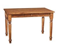 Biscottini Mesa de Escritorio de Madera 120 x 80 x 80 cm - Mesa de Cocina de Madera Maciza de Tilo - Mesa de Comedor para Interiores y Exteriores - Mesa de Madera Maciza con cajón