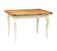 Biscottini - Mesa Extensible de Madera Maciza de Tilo - Estilo Country - Estilo Shabby - Estructura Blanca Antigua - Plano Natural L 120 x P 80 x H 80 cm
