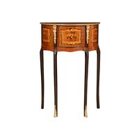 Biscottini Mesita de noche vintage 69 x 24 x 46 cm - Mesita de noche dormitorio madera - Mesa media luna retro - Mesa de entrada estrecha y alta - Mesa alta 3 cajones