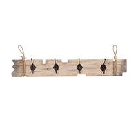 Biscottini Perchero de pared de madera 80 x 13 cm | Perchero de baño con ganchos | Perchero de pared