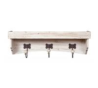 Biscottini Perchero de pared de madera de 62 x 22 cm | Perchero de baño con ganchos | Perchero de pared