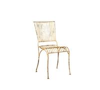 Biscottini Silla de Hierro Forjado 85x52x42 cm | Silla Shabby Acabado Blanco Envejecido | Silla Vintage de Exterior