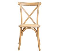 Biscottini Silla de madera y ratán estilo bistró con respaldo en cruz - Sillas para cocina, comedor, bar y restaurante Thonet - Sillas de paja vintage - Silla apilable rústica Cross