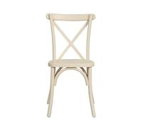 Biscottini Silla de madera y ratán estilo bistró con respaldo en cruz - Sillas para cocina, comedor, bar y restaurante Thonet - Sillas de paja vintage - Silla apilable rústica Cross