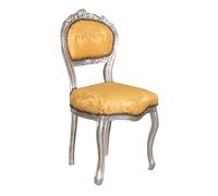 Biscottini Sillas Luis XVI 90,5x42,5x45,5 cm - Silla Estilo francés Envejecido Plateado - Sillón Dormitorio - Sillas de Estilo Barroco