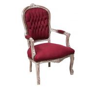Biscottini Sillón de estilo barroco, 100 x 63 x 65 cm | Sillón individual Luis XVI | Silla barroca de madera maciza
