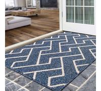 Biscpro Felpudo Antideslizante 80 x 100 cm, Tapete Absorbente Impermeable y Lavable para Atrapar Lluvia, Pasillo, Cocina - Azúl