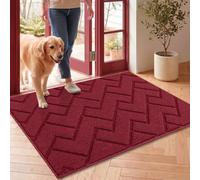Biscpro Felpudo Entrada Casa, 60 x 90 cm Felpudo Tapete Absorbente Entrada Impermeabley Lavable para Atrapar,Alfombrilla Antideslizante,Exterior,Pasillo, Cocina,Felpudo Lluvia- Rojo