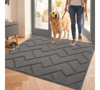 Biscpro Felpudo Entrada Casa, 80 x 100 cm Felpudo Tapete Absorbente Entrada Impermeabley Lavable para Atrapar,Alfombrilla Antideslizante,Exterior,Pasillo, Cocina,Felpudo Lluvia-Gris
