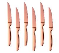 Bisda Juego de 6 Cuchillos de Carne Oro Rosa serrado Steak Knives Acero Inoxidable Sierra Cuchillo para Carne 22cm de Largo Cuchillos de Mesa Cuchillos de Cocina lavavajillas Seguro