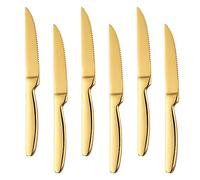 Bisda Juego de 6 Cuchillos de carne oro serrado Steak Knives acero inoxidable sierra Cuchillo para Carne 22cm de largo cuchillos de mesa cuchillos de cocina lavavajillas seguro