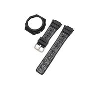 Bisel De Correa De Resina Negra Apto For Casio/G-SHOCK GA-2100 GA-2110 De Liberación Rápida For Hombres Resistente Al Agua Reemplazo De Correa De Reloj Funda Protectora(Black white line)