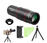 Bisel único - Lente potente 18 x 25, visor de distancia portátil, dispositivo óptico de viaje, telescopio de montaje en teléfono con soporte de trípode | Bisel monocular 18X25