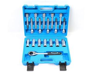 Bisenya 18 Piezas Juego de Herramientas de desmontaje de amortiguadorpara amortiguadores Que Incluye Dados hexagonales con Broca de trinquete Reversible 1/2 Unidad