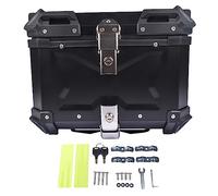 Bisenya 45L Baúl de Aluminio Impermeable para Moto, Maleta para Almacenamiento de Casco, Caja con Cerradura de Seguridad, Caja Superior de Motocicleta (Negro)