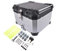 Bisenya 55L Baul Moto, Baúl de Aluminio Impermeable para Moto, Maleta Moto para Almacenamiento Casco, Caja Moto con Cerradura de Seguridad, Impermeable Caja Superior de Motocicleta (Plateado)