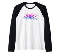 Bisexual Moons Wiccan Pagan Bi Pride Flag Floral Boho Witchy Camiseta Manga Raglan