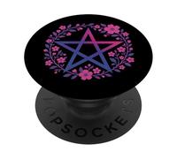 Bisexual Pentagram Wiccan Pagan Bi Pride Flag Boho PopSockets PopGrip Adhesivo