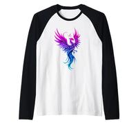 Bisexual Phoenix Bird Bi Pride Flag Rising from Ashes Camiseta Manga Raglan